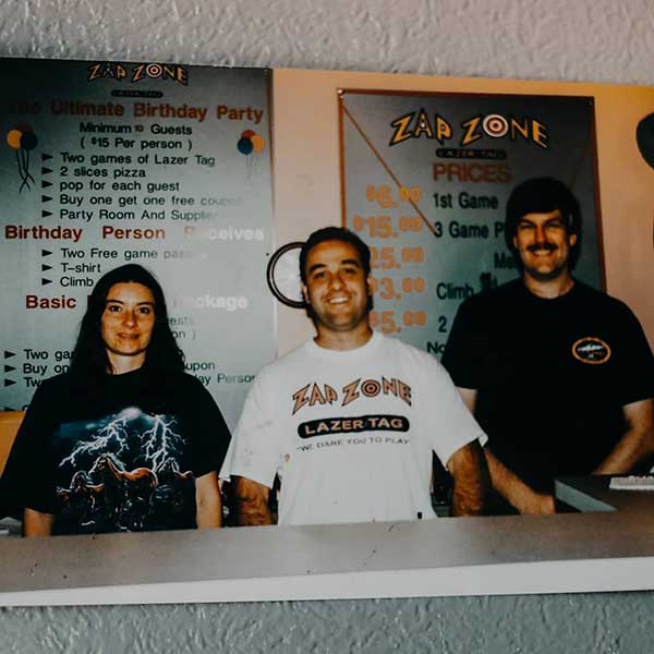 Carla, Ghaz, and Tim at Zap Zone Canton 1997