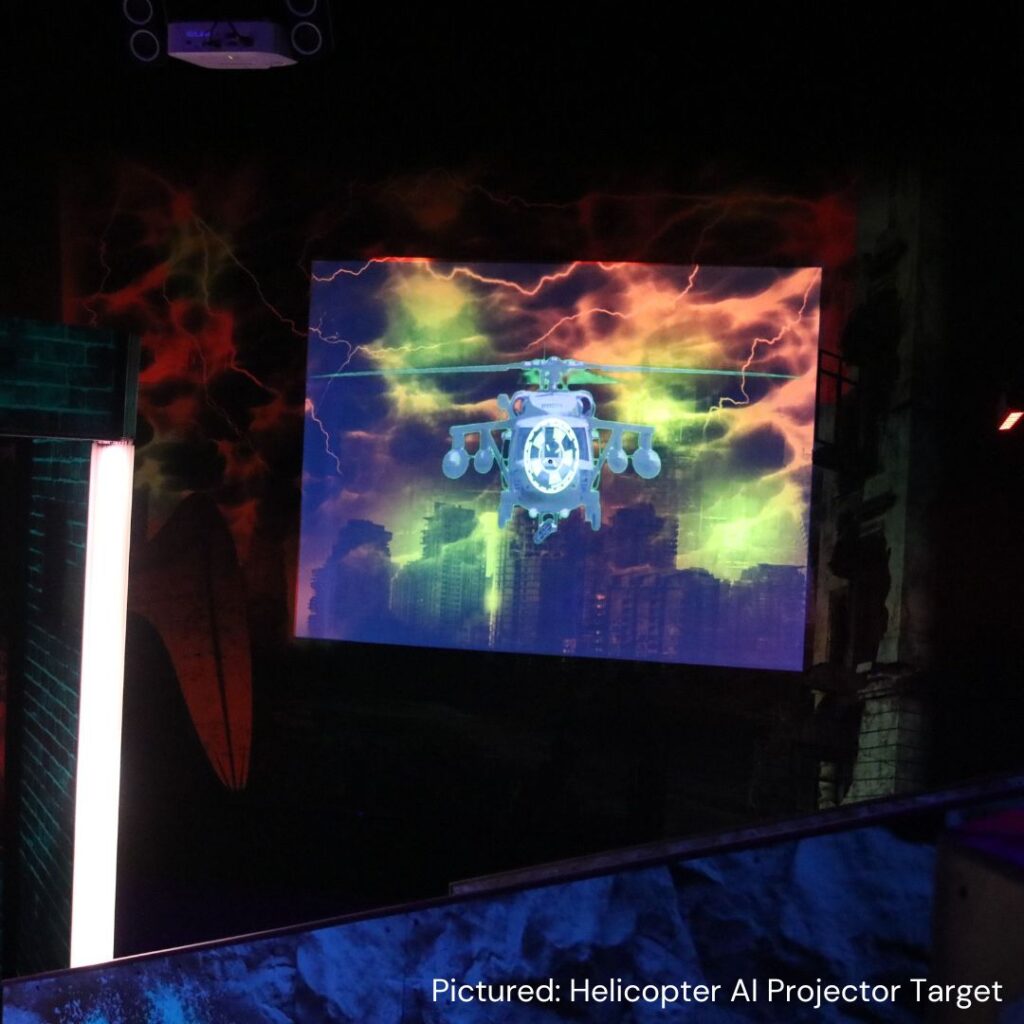 Helicopter AI Projector Target at a Laser Tag Attraction