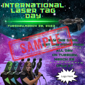 Sample International Laser Tag Day social media marketing graphic
