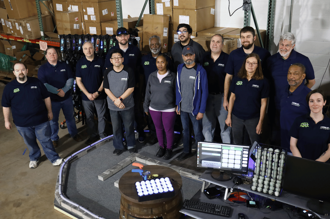 The LaserBlast team standing together for a group photo