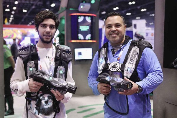 IAAPA 2019, Customers posing with Laserblast Lasertag Equipment.. Industrial, Immersive, and Innovative Lasertag Equipment Manufactured in Plymouth Michigan. Helping Operators since 1997 by providing World Record Breaking Lasertag Equipment.